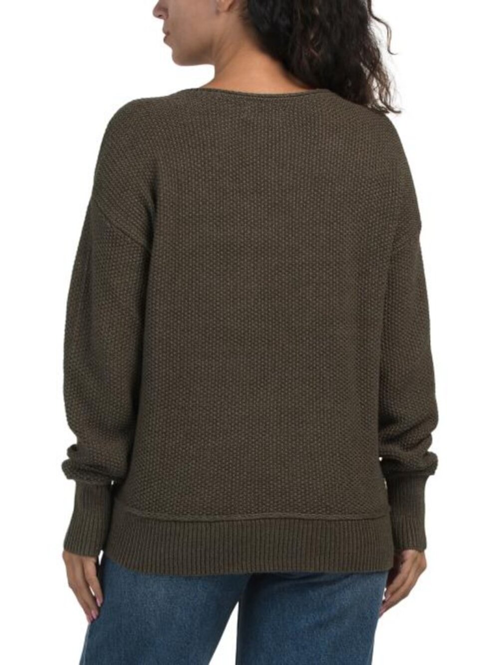 LUCKY BRAND Long Sleeve Solid Textured V-neck Sweater - Picture 2 of 4